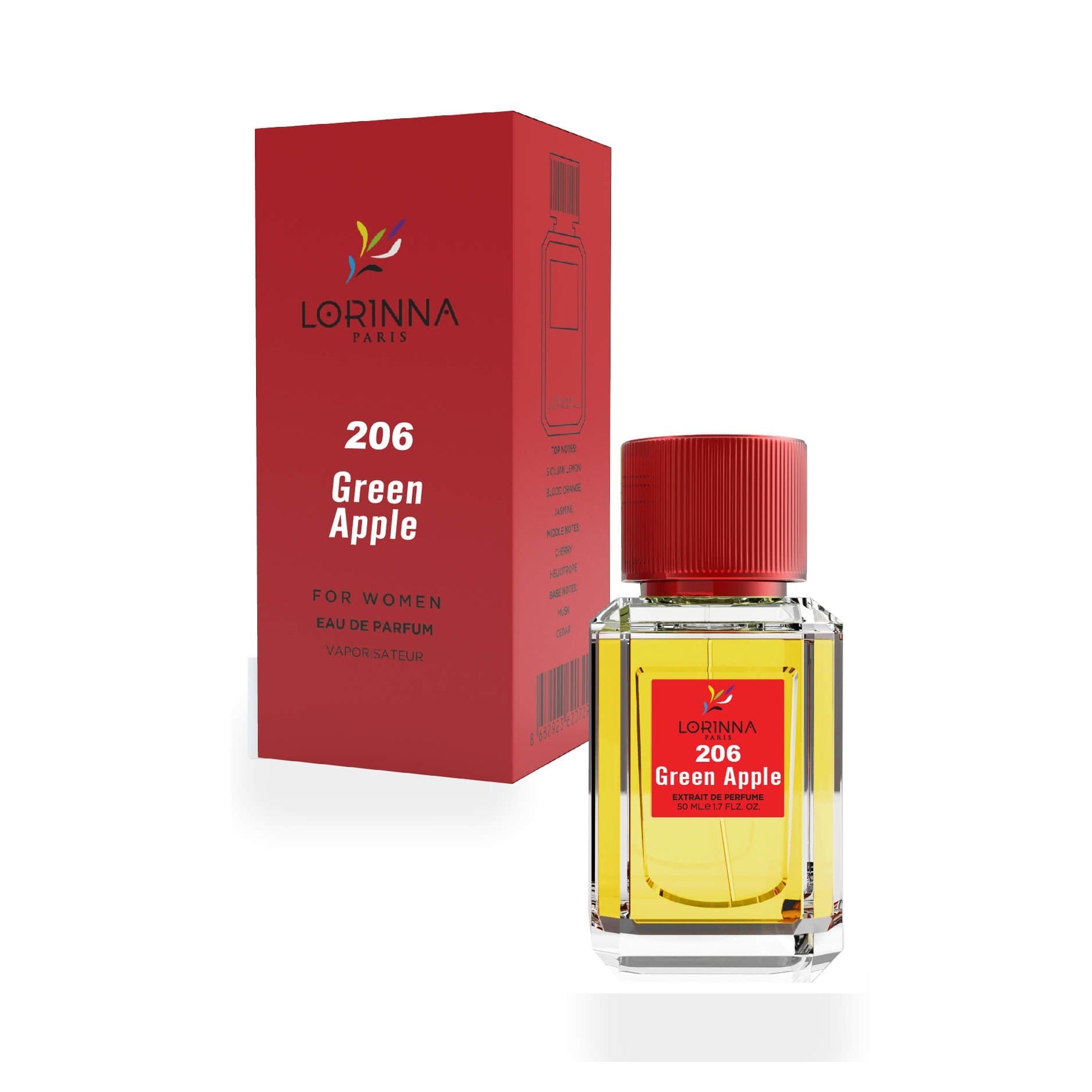 Lorinna Green Apple 206 EDP 50 ml bottle with retail packaging - Royalsperfume