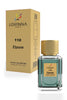 Lorinna 110 Elysum Extrait de Parfum 50ml bottle and packaging featuring a sophisticated masculine fragrance with citrus, aromatic and amber-leather accords.