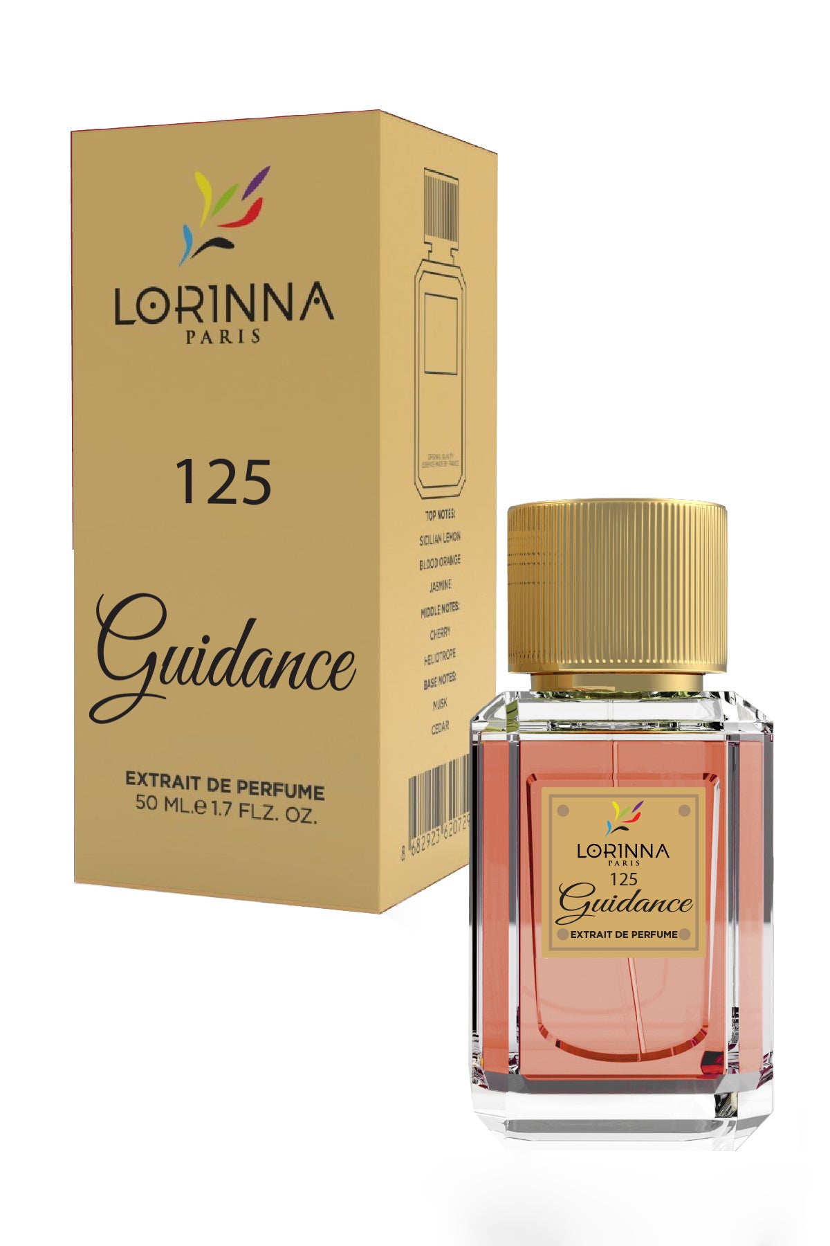 LORINNA Guidance 125 parfüümi kontsentraat 50 ml pudel ja pakend