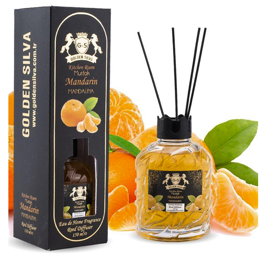 Golden Silva Mandarin home fragrance reed diffuser 150 ml with retail packaging - Royalsperfume