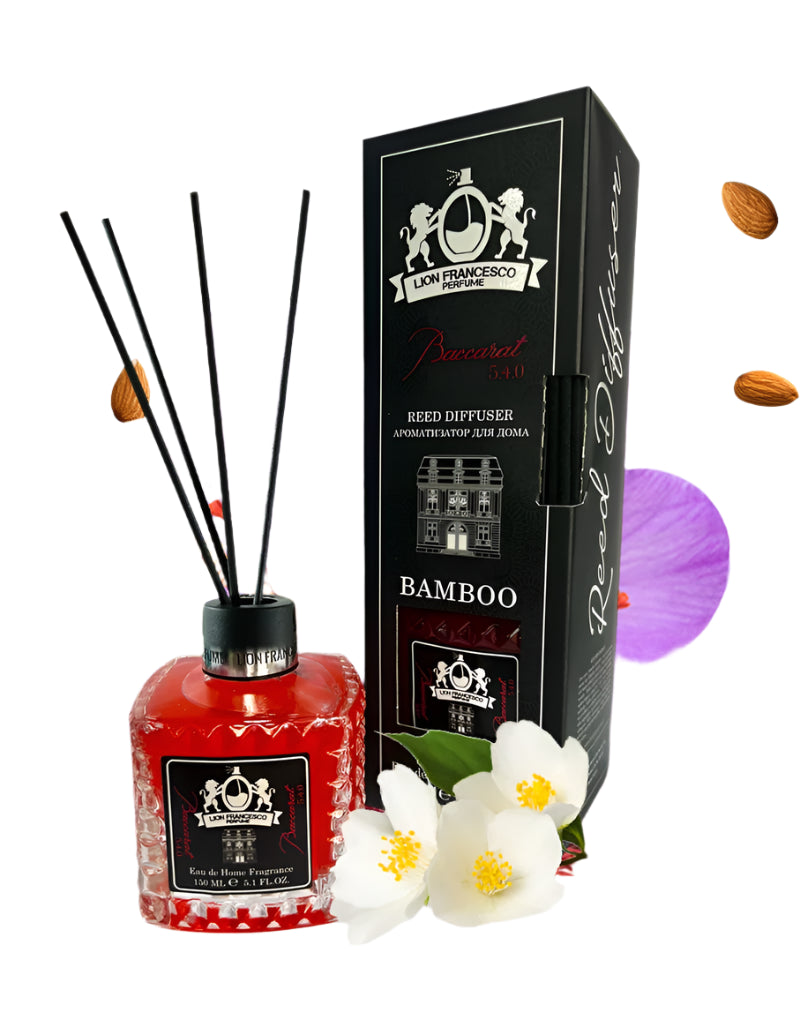 Lion Francesco Baccarat 5.4.0 reed diffuser 150 ml bottle with rattan sticks and black gift box
