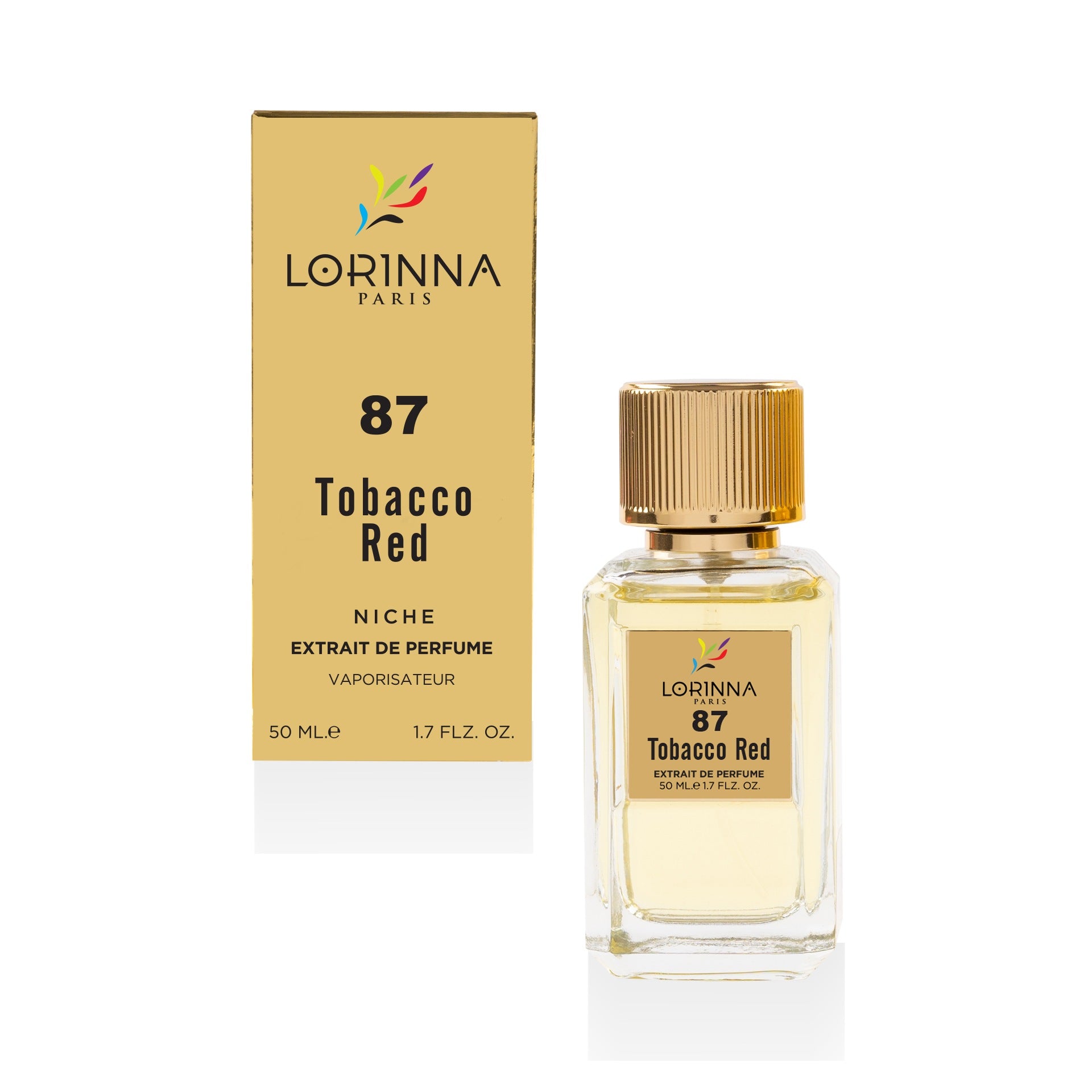 Lorinna Tobacco Red EDP 50 ml bottle with retail packaging - Royalsperfume