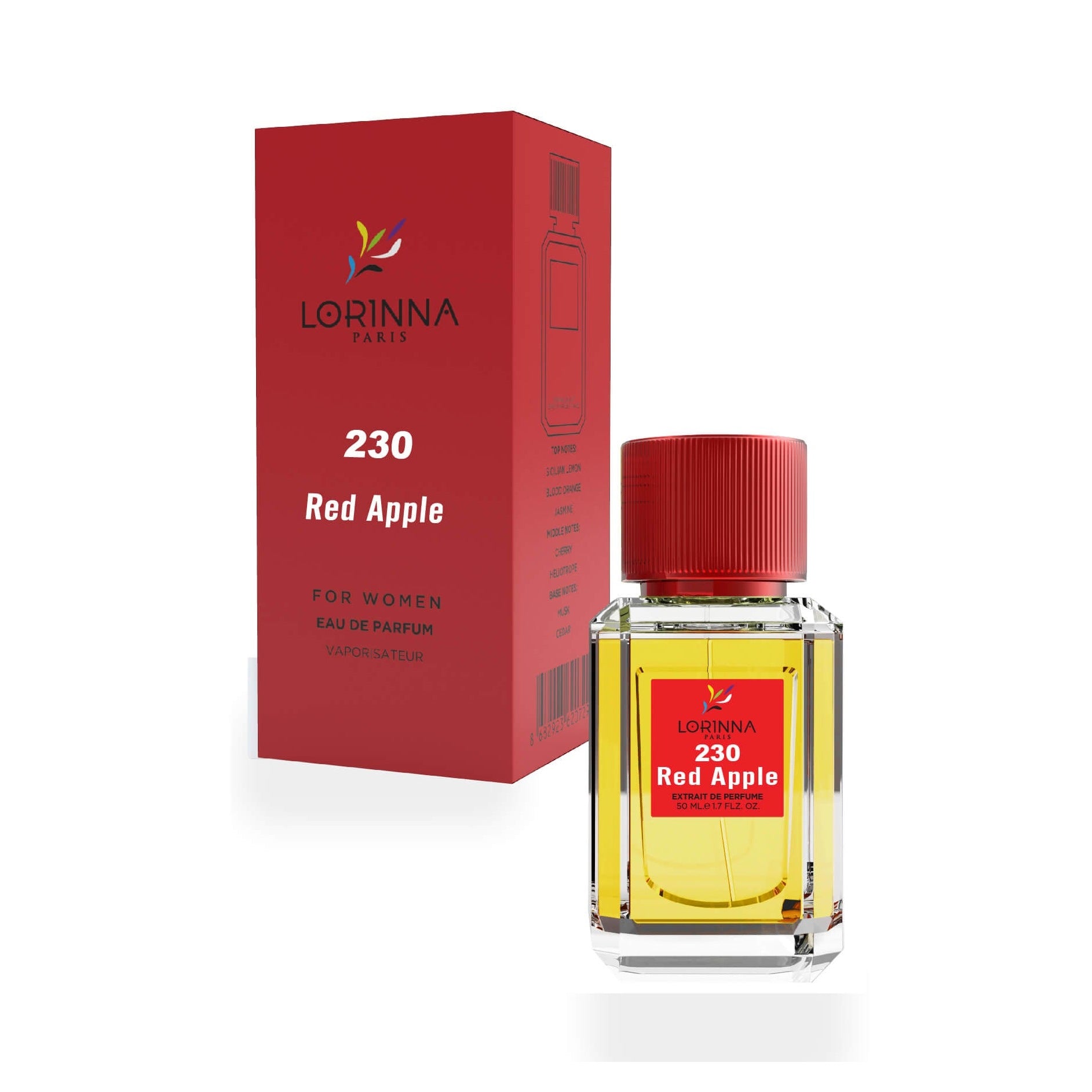 Lorinna 230 Red Apple EDP 50 ml bottle with retail packaging - Royalsperfume