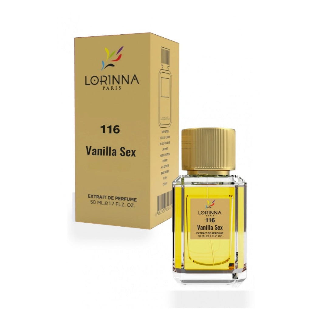 Lorinna Sexy Vanilla 116 EDP 50 ml bottle with retail packaging - Royalsperfume
