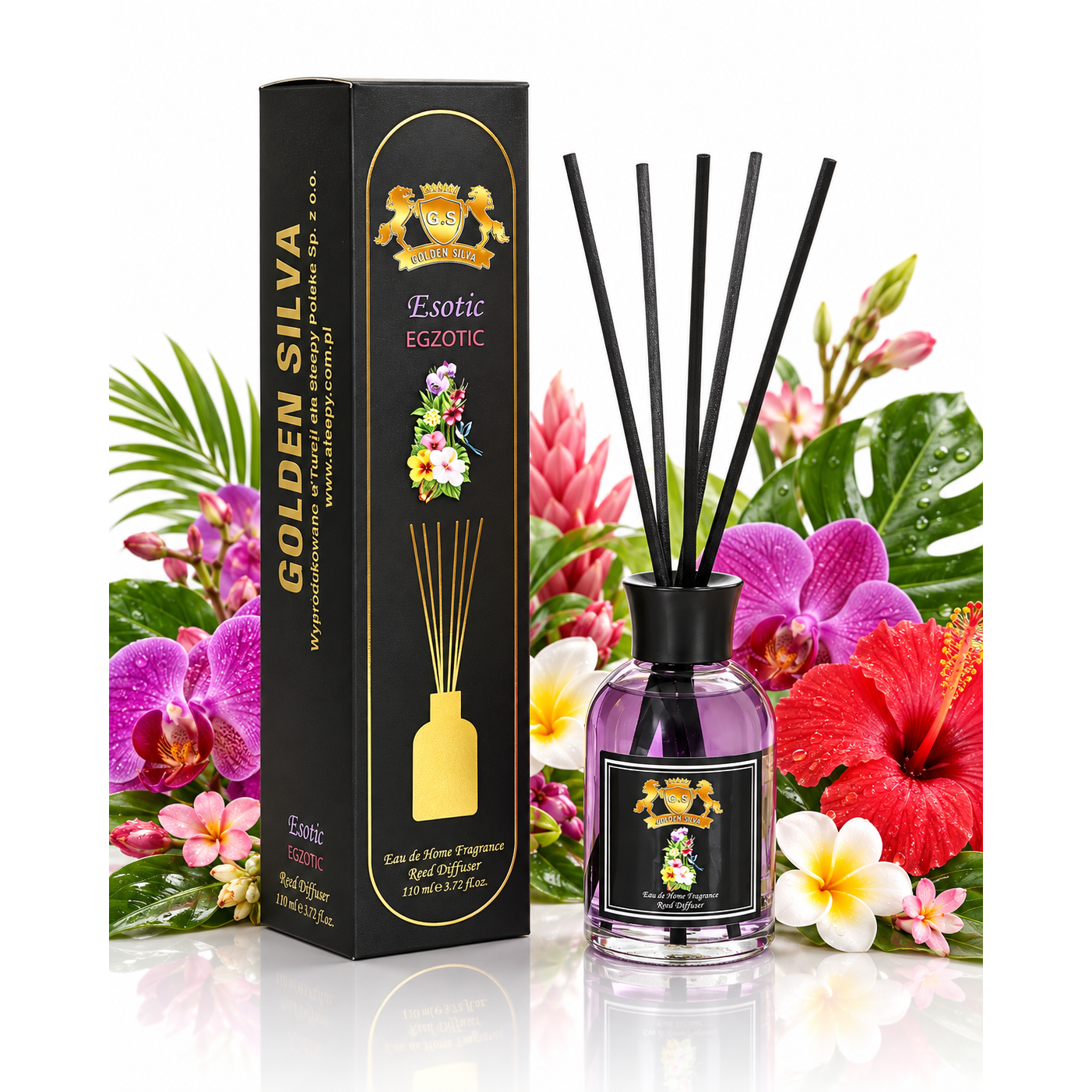 Golden Silva Exotic home fragrance reed diffuser 110 ml with retail packaging - Royalsperfume