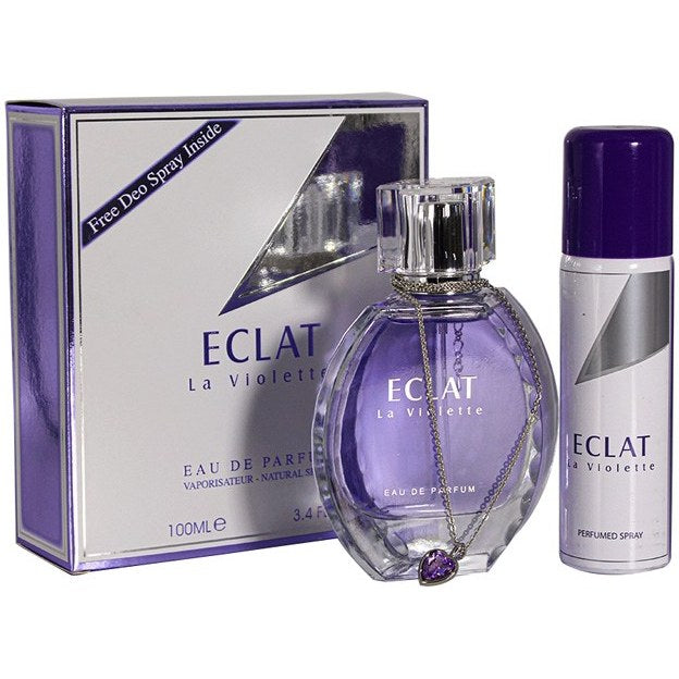 Fragrance World Eclat La Violette, acqua profumata da donna con deodorante, 100 ml