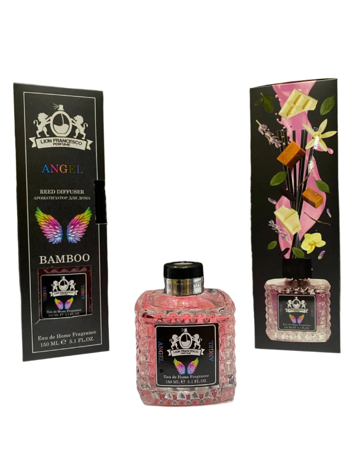 Lion Francesco Angel reed diffuser 150 ml bottle with rattan sticks and black gift box
