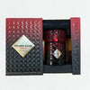 Riiffs Golden Elixir Crimson Eau de Parfum 100ml bottle displayed in an open red and black presentation box with matching luxury packaging.