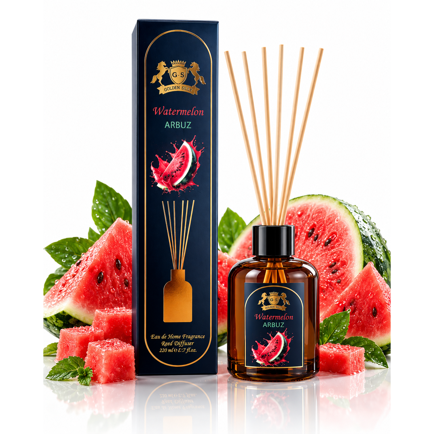 Golden Silva Watermelon home fragrance reed diffuser 110 ml with retail packaging - Royalsperfume