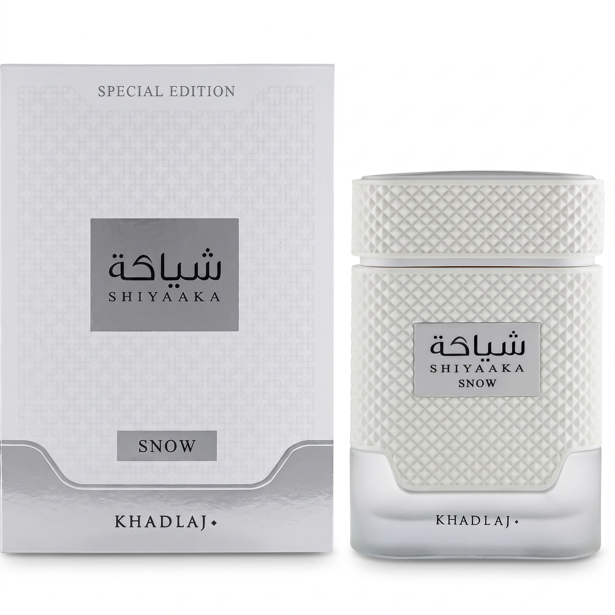 Shiyaaka Snow by Khadlaj EDP 100 ml — bottle with its Special Edition presentation box