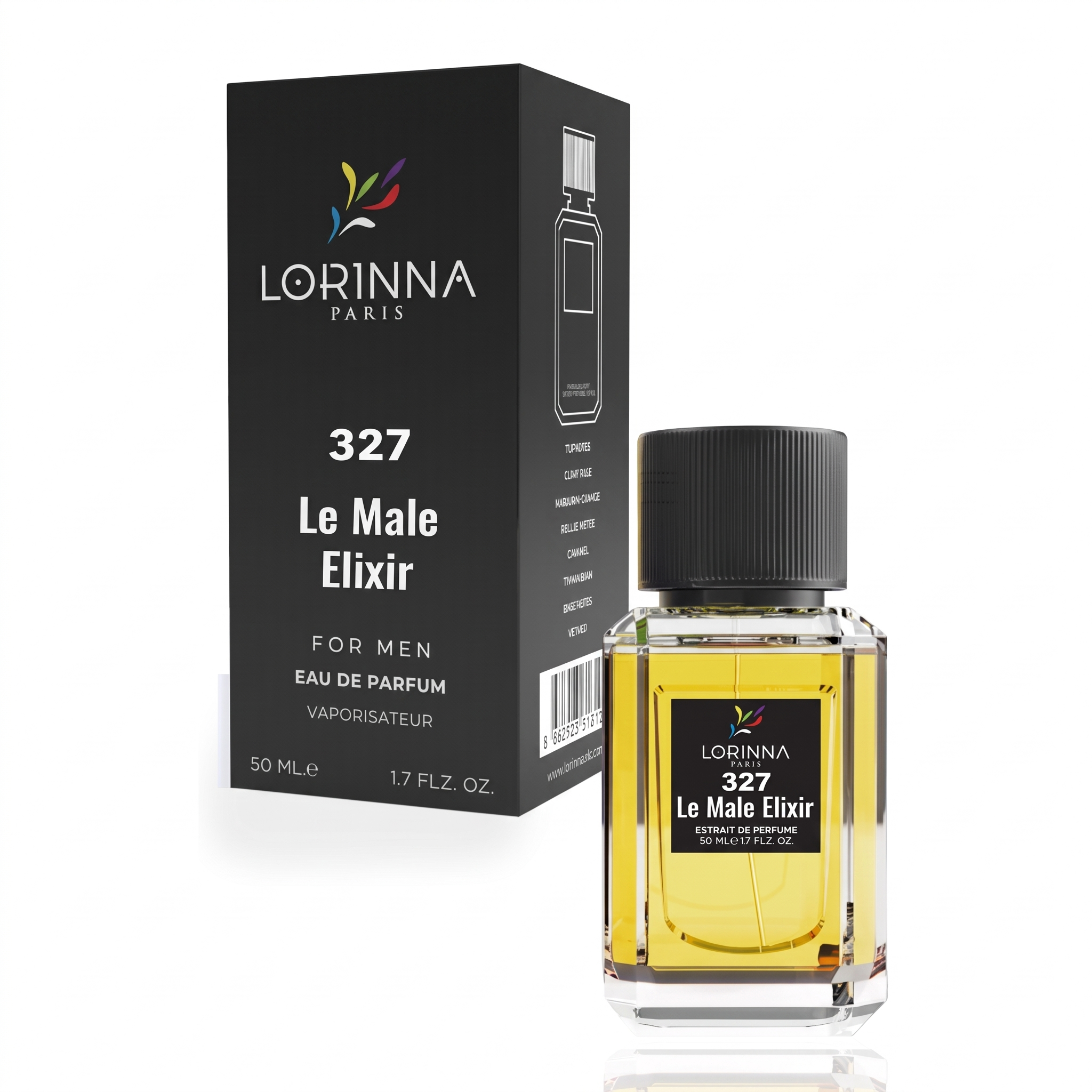 Le Male elixir 327 By Lorinna EDP 50ml - bottle with box