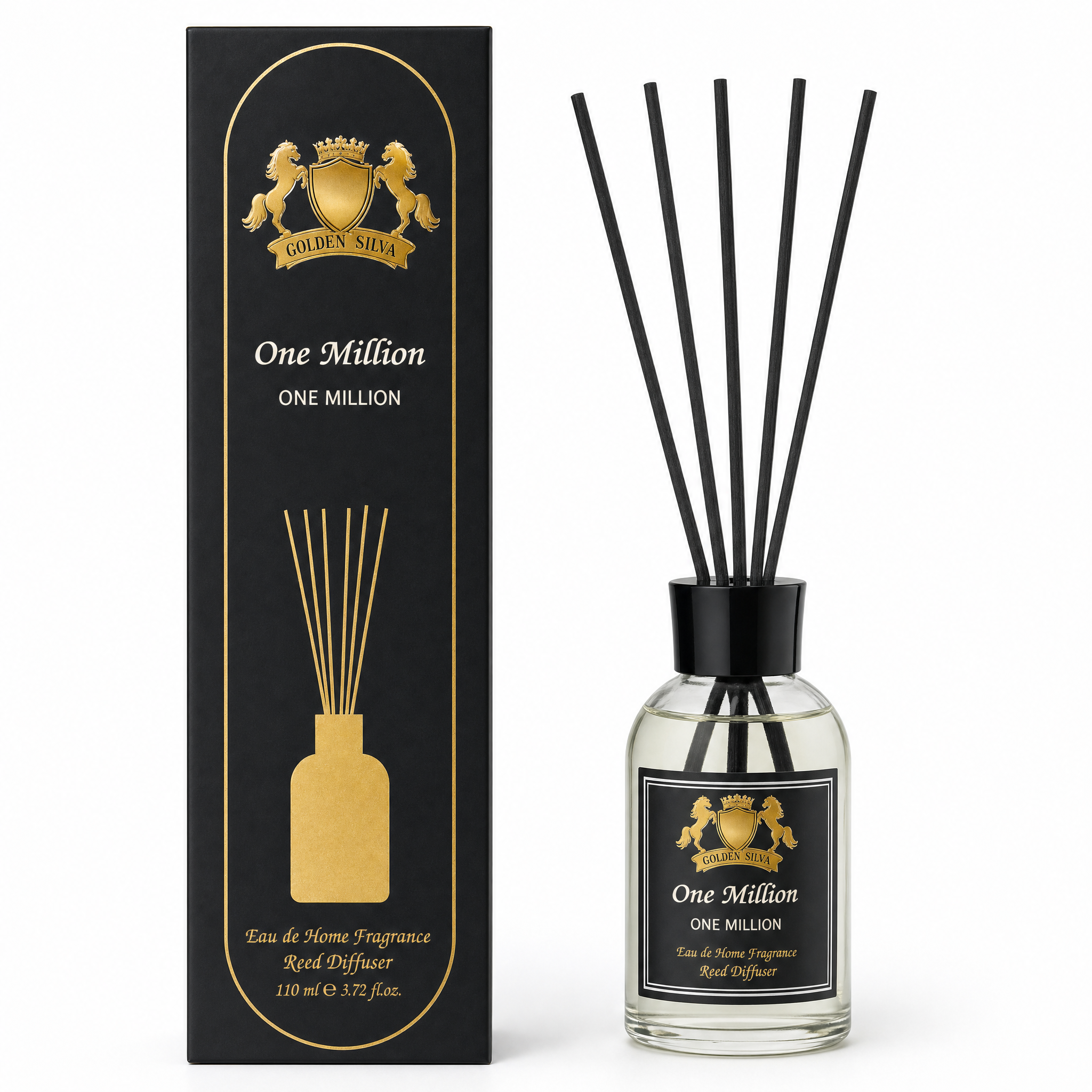 Golden Silva One Million home fragrance reed diffuser 110 ml with retail packaging - Royalsperfume