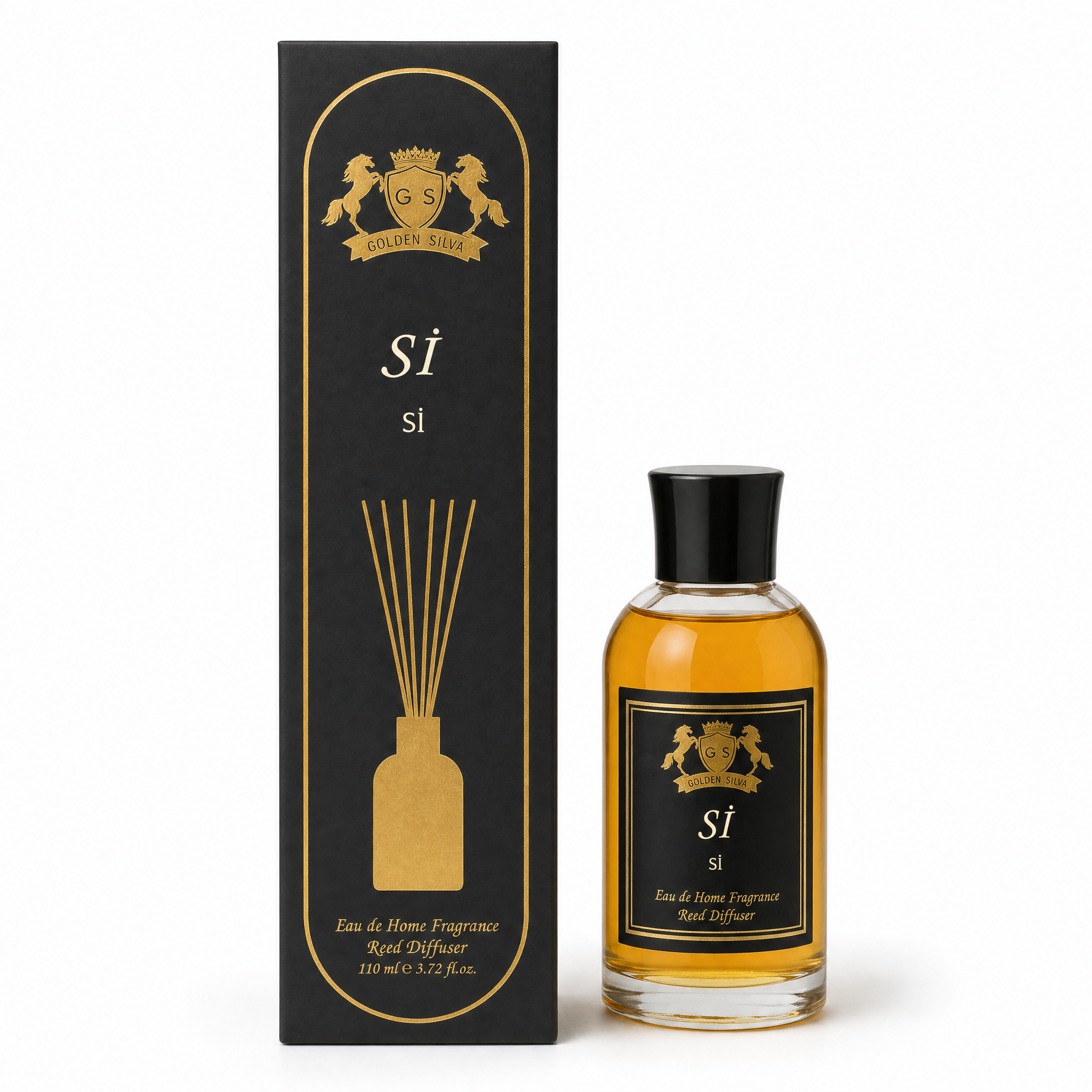 Golden Silva Si home fragrance reed diffuser 110 ml with retail packaging - Royalsperfume