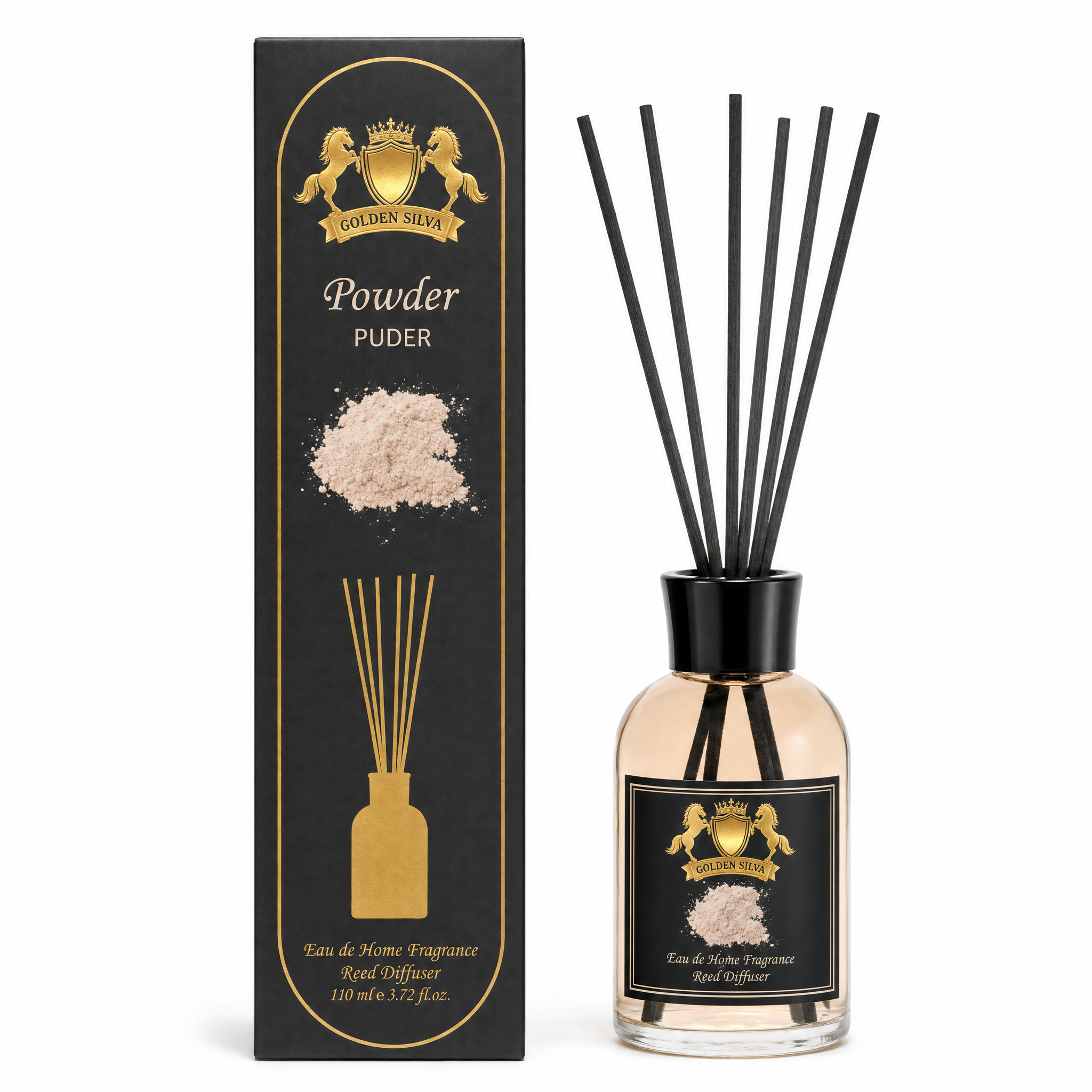 Golden Silva Powder home fragrance reed diffuser 110 ml with retail packaging - Royalsperfume