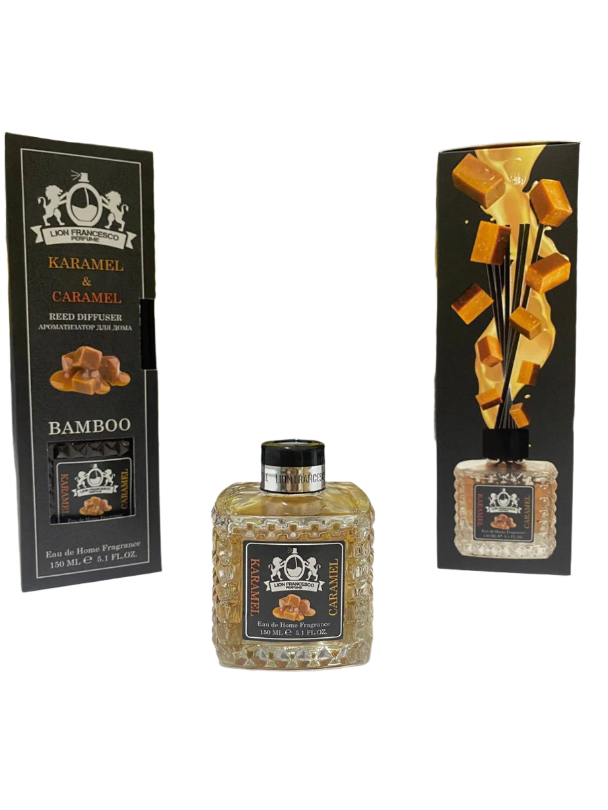 Lion Francesco Caramel reed diffuser 150 ml with black gift box