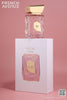 Irida Extrait by Fragrance World EDP — pink bottle standing on its white box against a pink studio background
